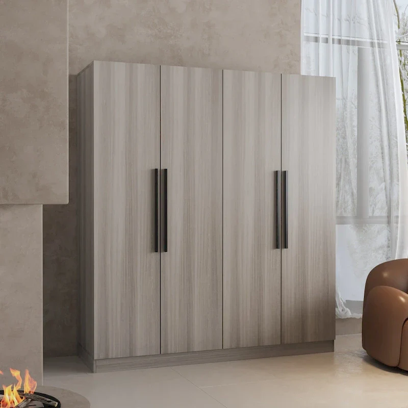 70.9 H x 63 W Kerrogee Wardrobe Airmories 4 Doors Hanging Rod White