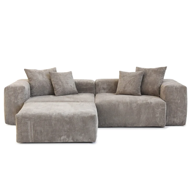 Sectional Couch Sofa with 4 Pillows, Modern Luxurious Modular Sectional Couch with Chaise Ottomans