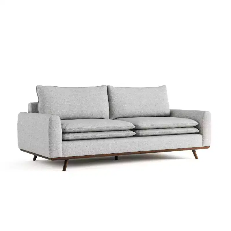 HOMES: Inside + Out Gubera 82" Mid-Century Sofa Cotton Linen Blend Upholstery with Feather Blend Cushions