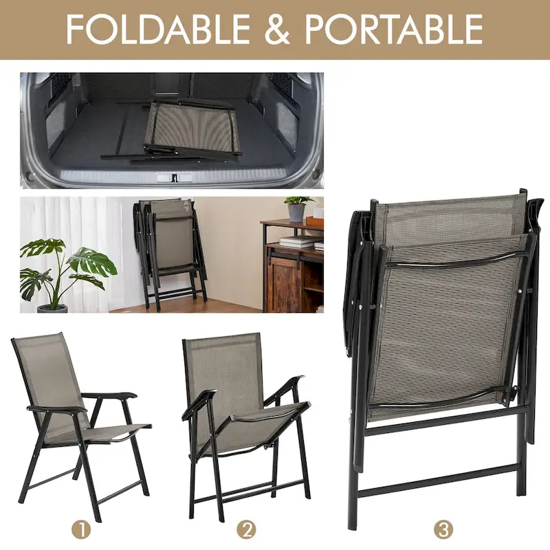 Yaheetech 4pcs Folding Dining Chairs Patio Dining Chairs with Backrest and Armrests