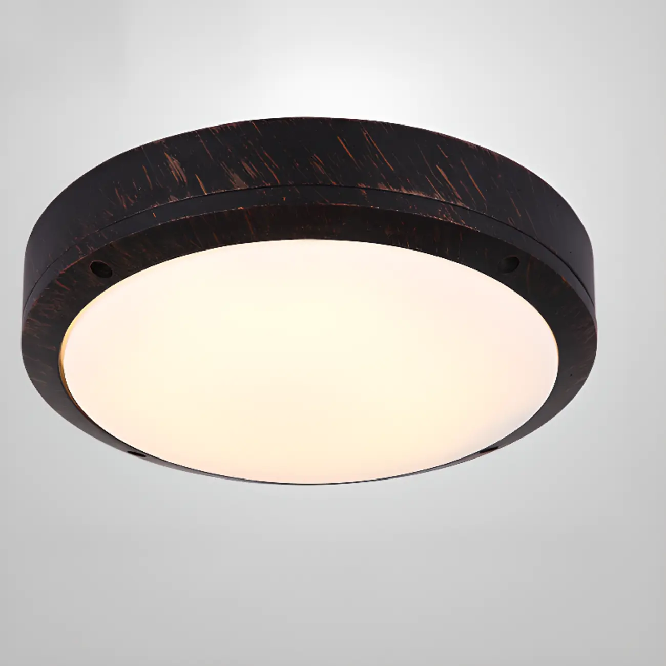 Industrial Black Round Metal LED Flush Ceiling Light