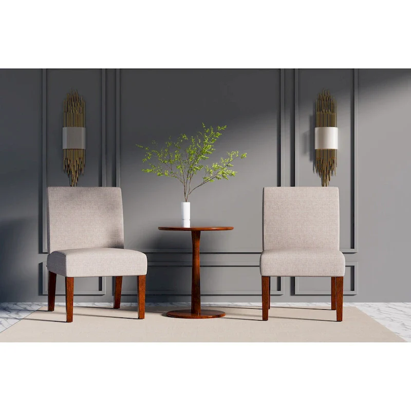 Fabric Accent Chair Set with Round Wood Table - 2 Chairs (18.7