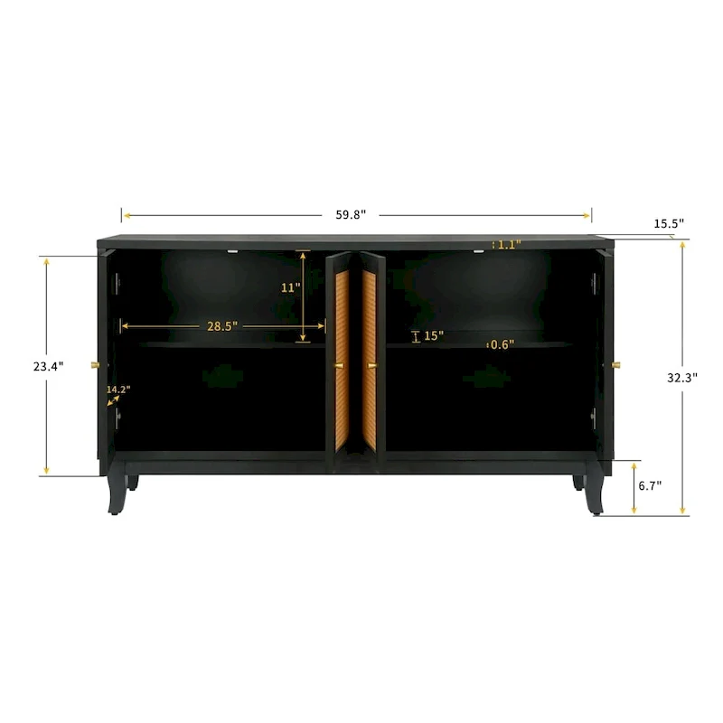 Rattan Sideboard Buffer Cabinet