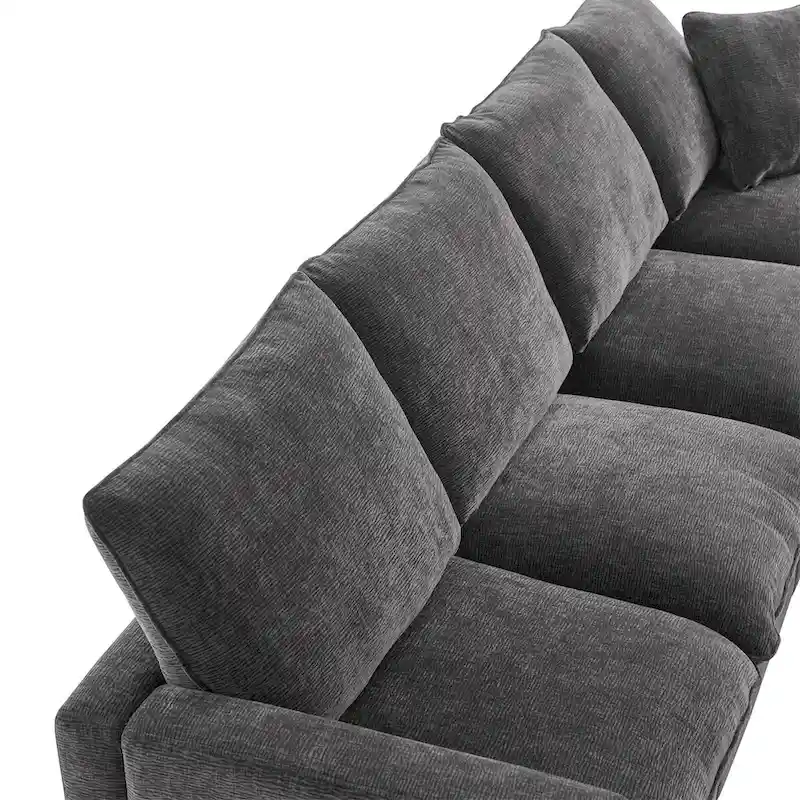 Modern L Shape Modular Sofa,Chenille Sectional Couch Set w/2 Pillows