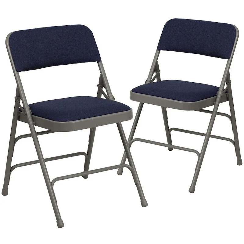Set of 2 Metal Folding Chairs with Padded Seats