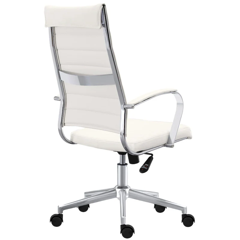 Modern High Back Office Chair Ribbed PU Leather Manager Tilt Conference Room Computer Desk Boss Task Executive Boss
