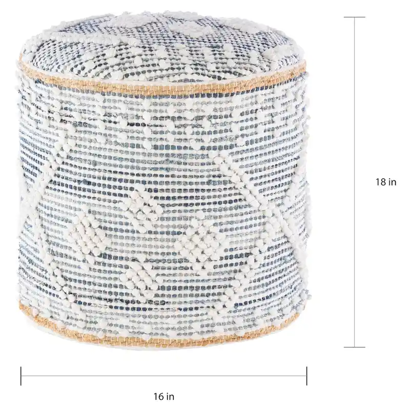 Sibille Bohemian Denim 18-inch Cylinder Pouf
