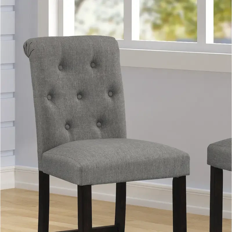 Roundhill Furniture Leviton Solid Wood Tufted Asons Barstool, Set of 2