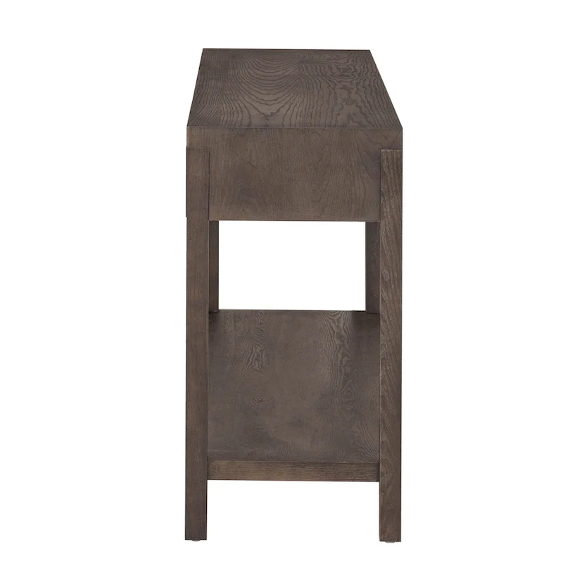 51.3 MDF Classic Stripe Console Table - Ash Veneer & Fir Wood Legs with 2 Drawers