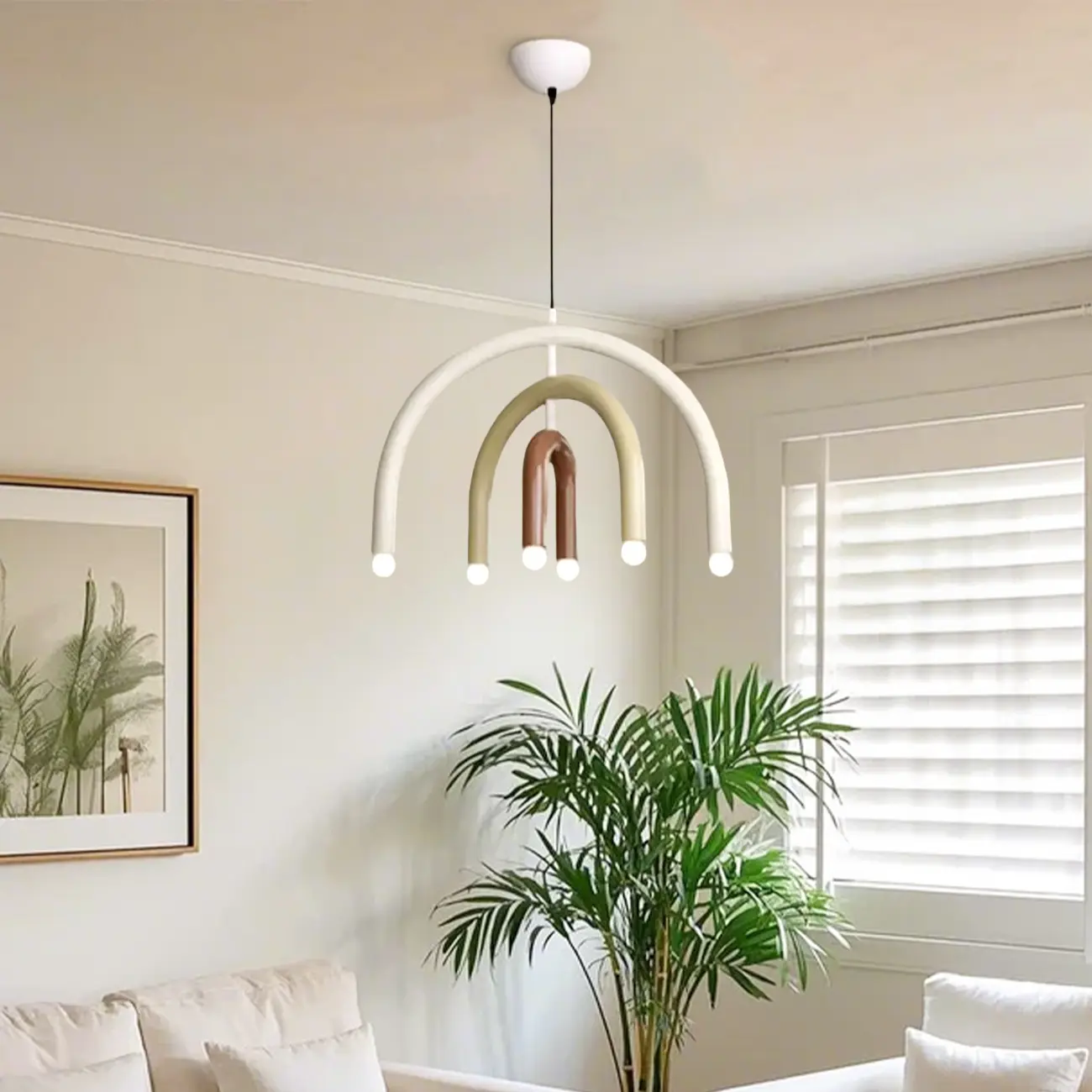 Modern 6-Light LED Chandelier  with Rainbow Shape Design