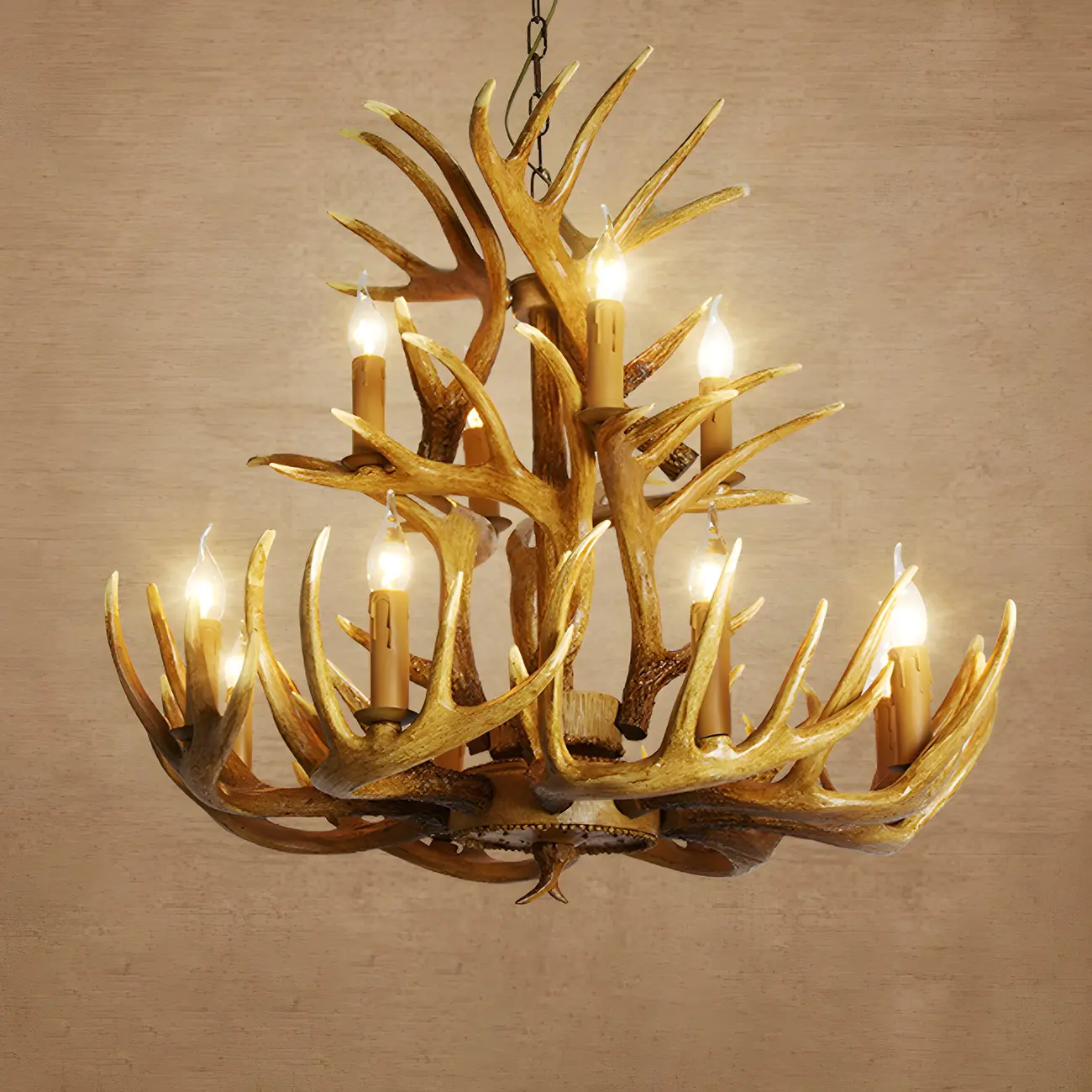Rustic Unique Resin Antler Candelabra Chandelier
