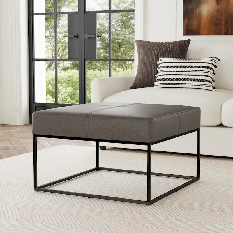 HomePop Square Metal Frame Ottoman