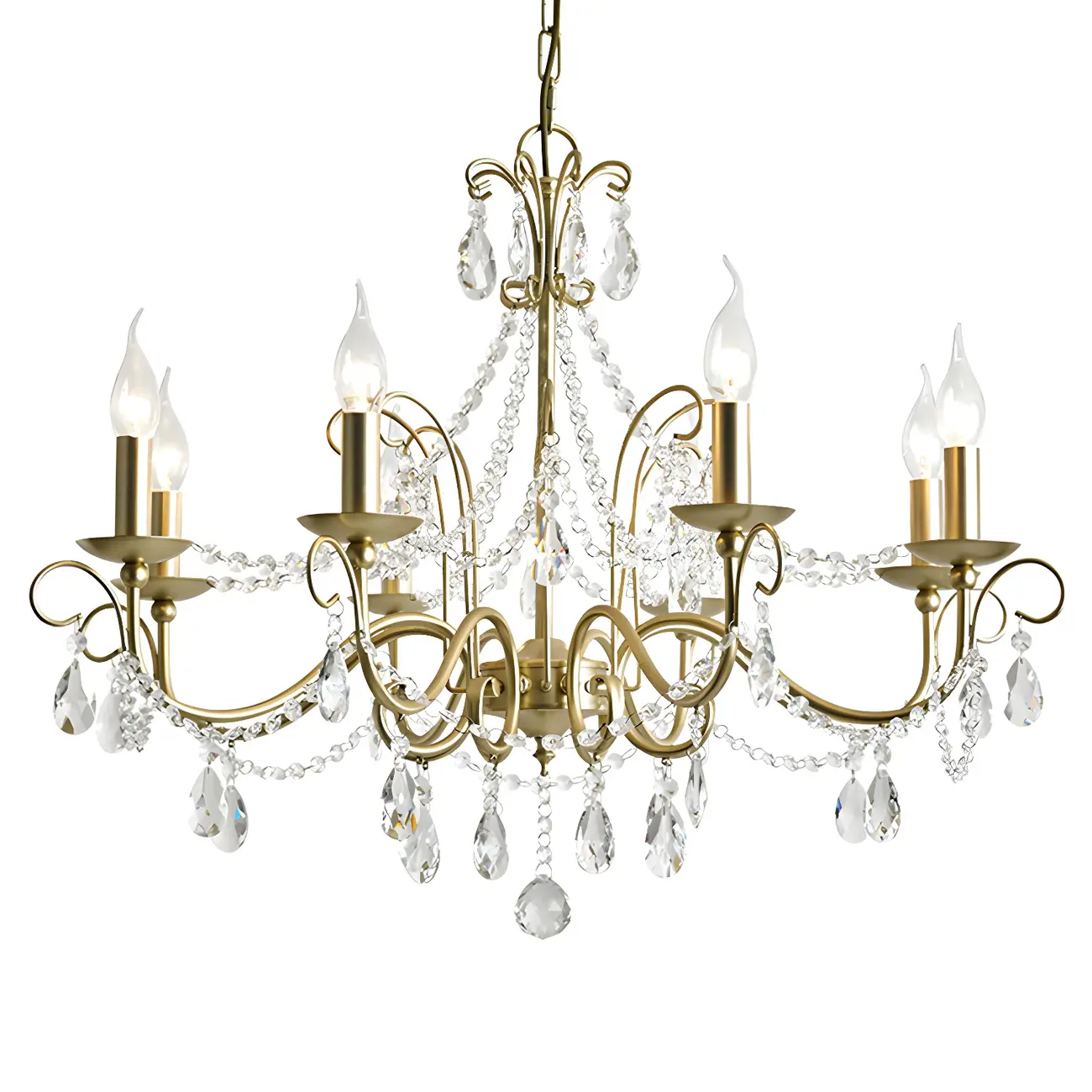 Gold Crystal Metal Elegant Classic Chandelier Light