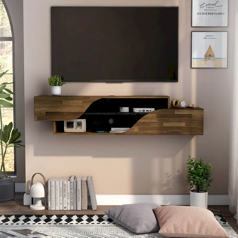 DH BASIC Transitional 59-inch 2-Shelf Floating TV Stand by Denhour