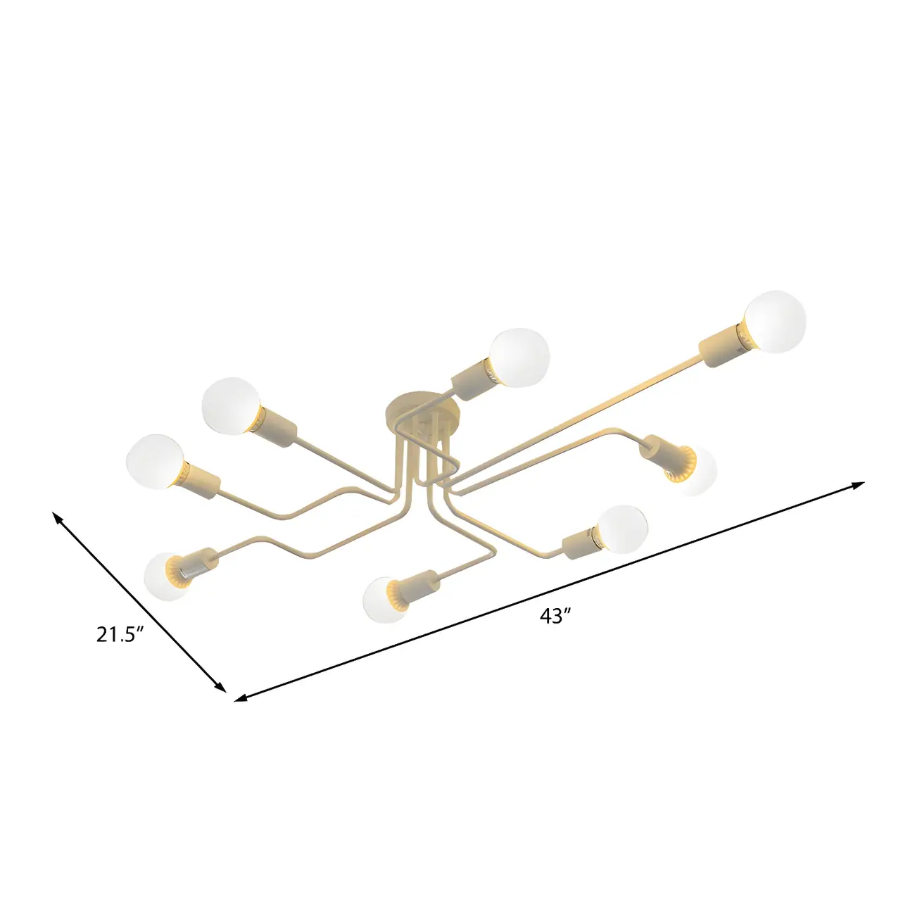 Industrial Branch Metal Semi Flush Ceiling Light