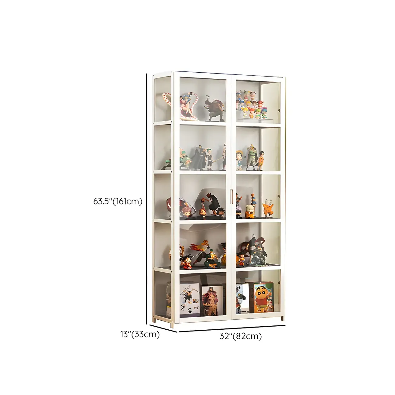 White Modern Bamboo Clear Figure Curio Cabinet