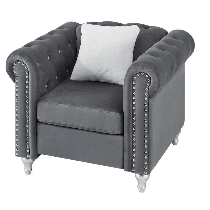 Raisa Velvet Crystal Accent Chair