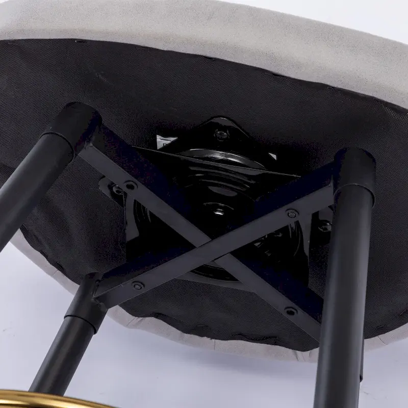 Counter Height Modern Leathaire Fabric Bar Chairs with Swivel and Tufted Gold Nailhead Trim Set of 2