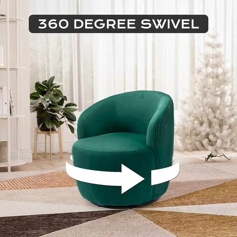 Ouyessir Accent Upholstered Round Velvet 360 Degree Swivel Sofa Chairs