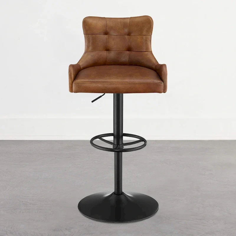 Art Leon Genuine Leather Bar Stool with Adjustable Height