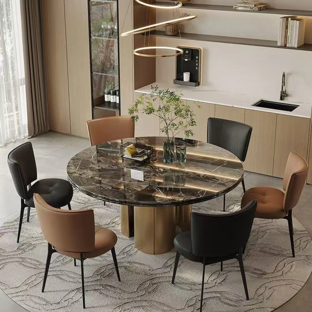 Urban Chic Curved Back Upholstered Trufted Dining Chairs