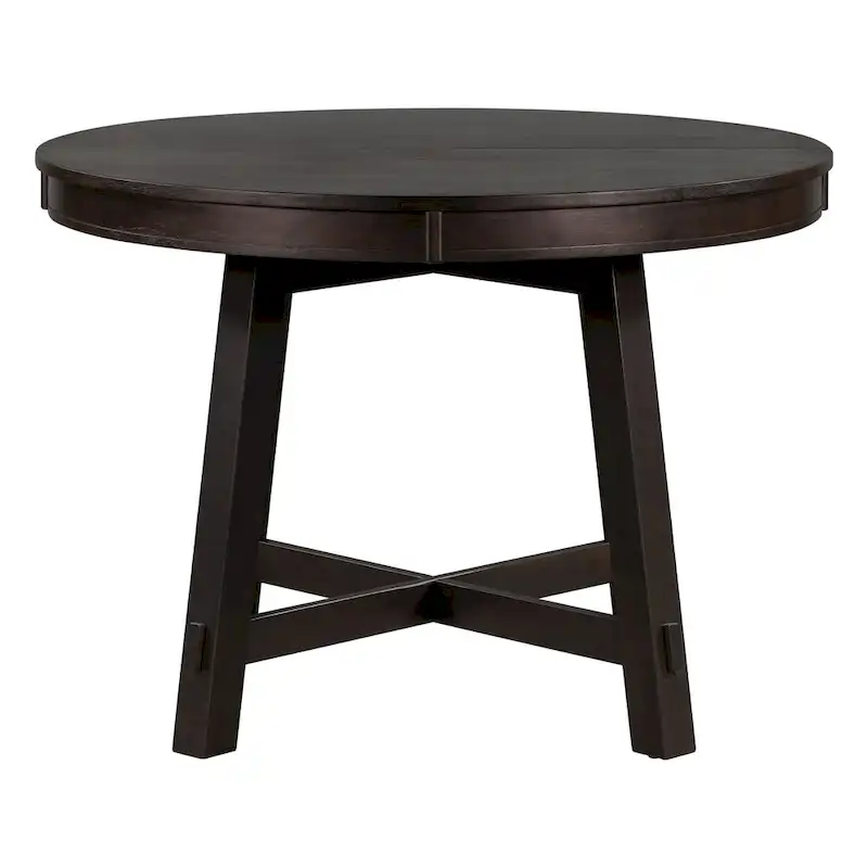 Farmhouse Round Extendable Dining Table with 16 Leaf Wood Kitchen Table