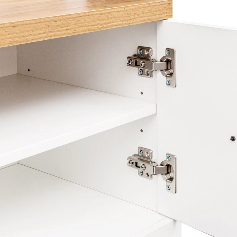 Farmhouse Hall Tree with Wood Grain Bench, Hooks and Bottom Cabinets