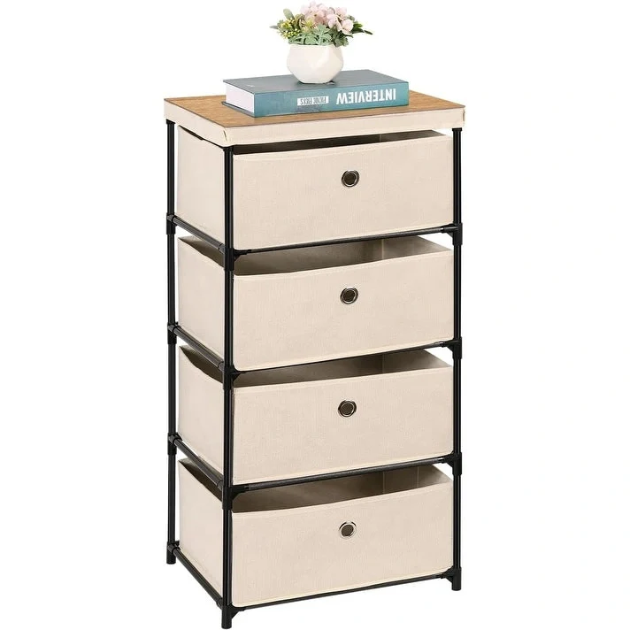 4 Drawer Fabric Dresser with Top