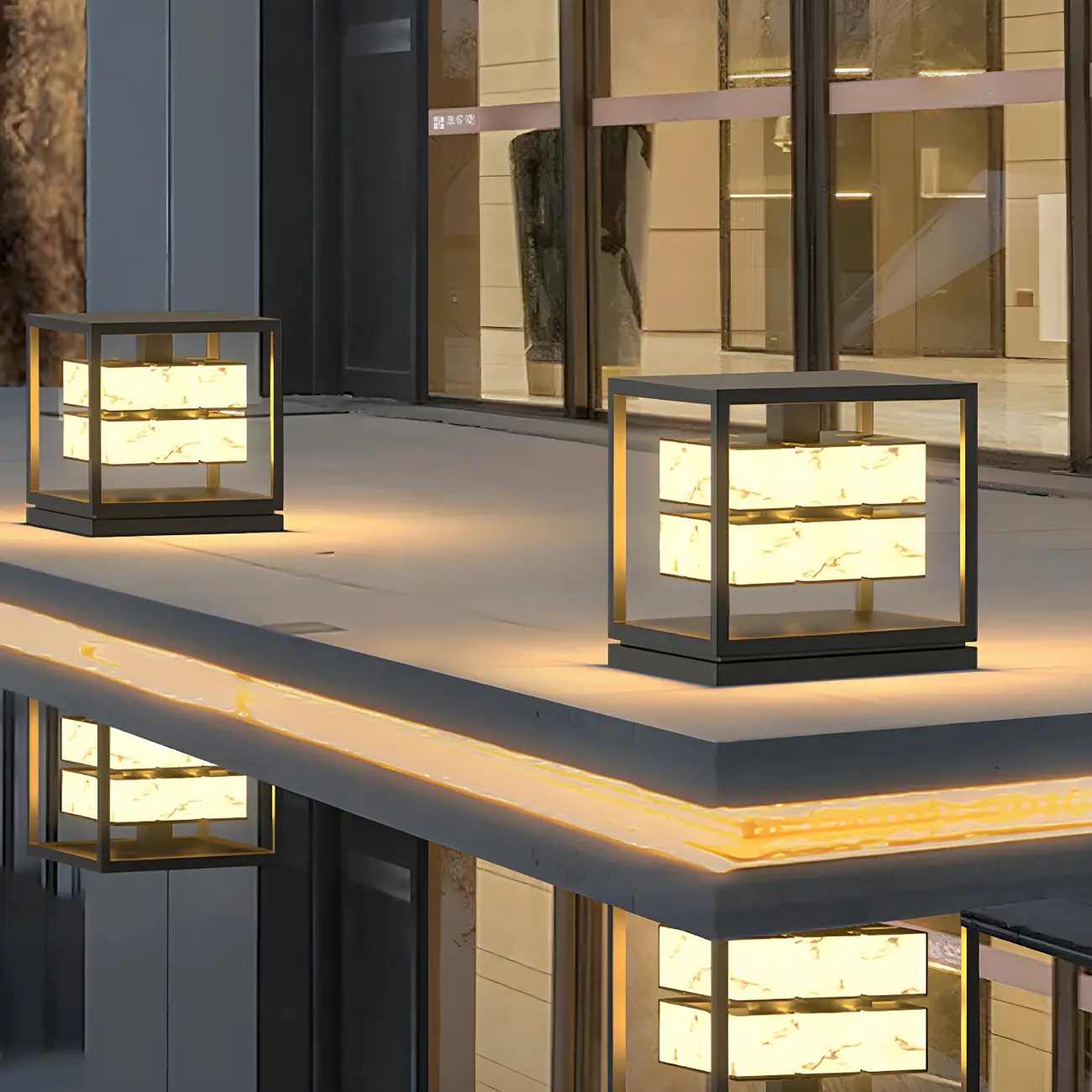 Modish Open Frame Layered Illuminant Post Cap Light