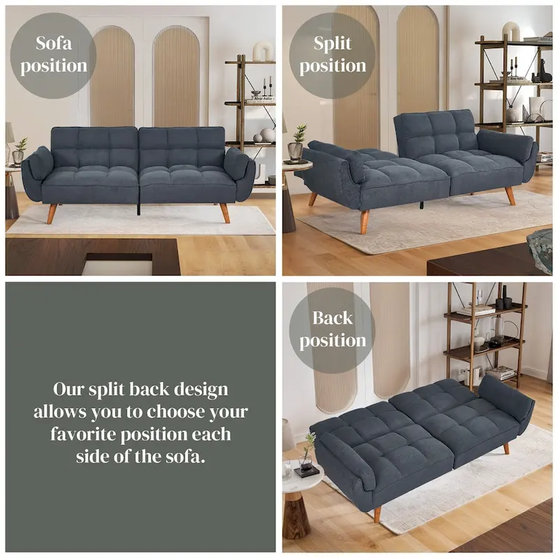 Linen Button-Tufted Loveseat Sofa, Beige/Grey/Black/Green/Yellow, Metal Legs, Seats 2