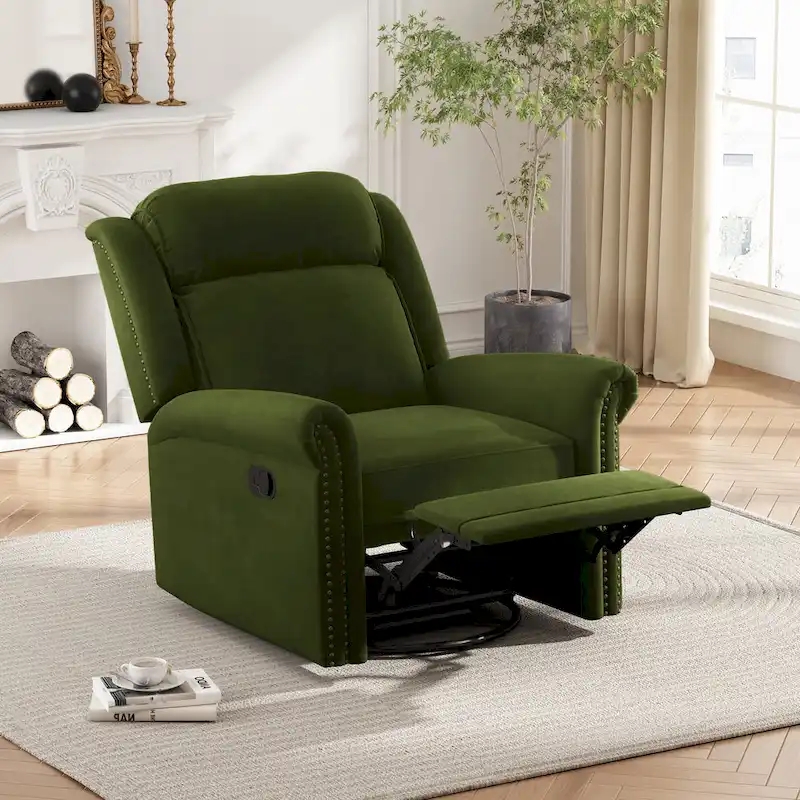 Marloo Modern Swivel Velvet Recliner Chair by Christopher Knight Home