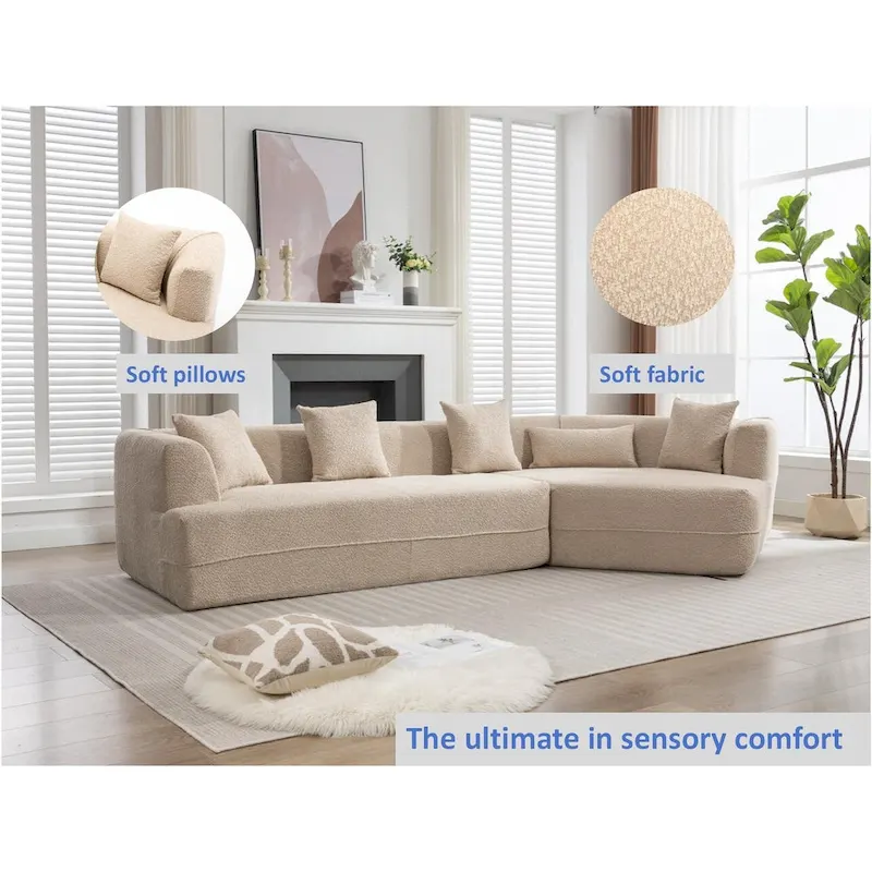 Boucle Modular Sleeper Sectional Sofa with Free Combination