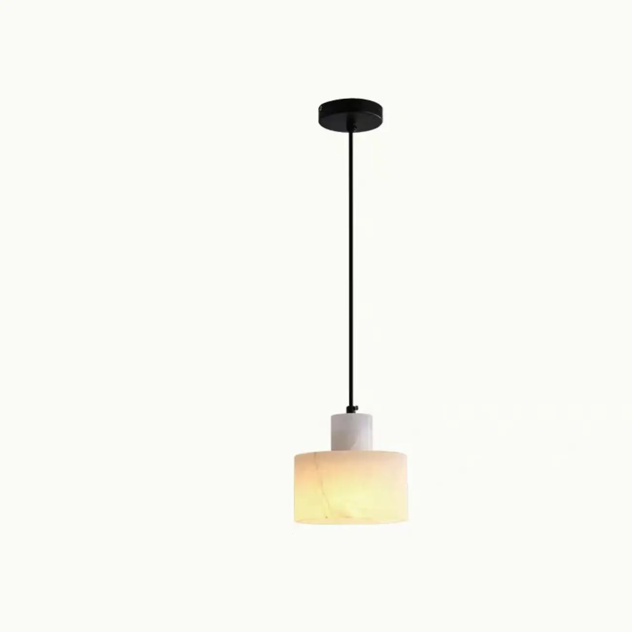 Black Stone Cylinder Hanging Pendant Light Fixture