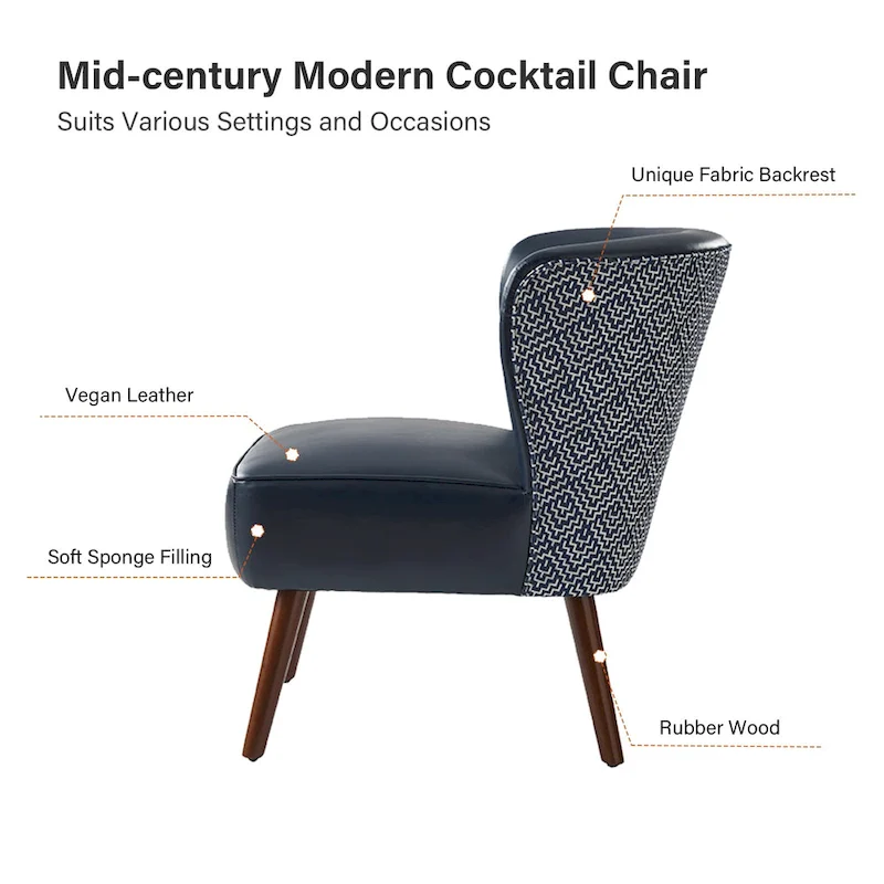 Alexander Mid-Century Modern Side Armchair with Solid Wood Legs by HULALA HOME