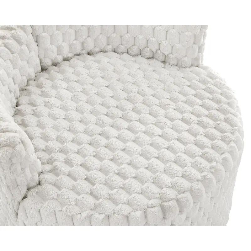 Off White 35 3D Upholstered Barrel Chair with Wheels