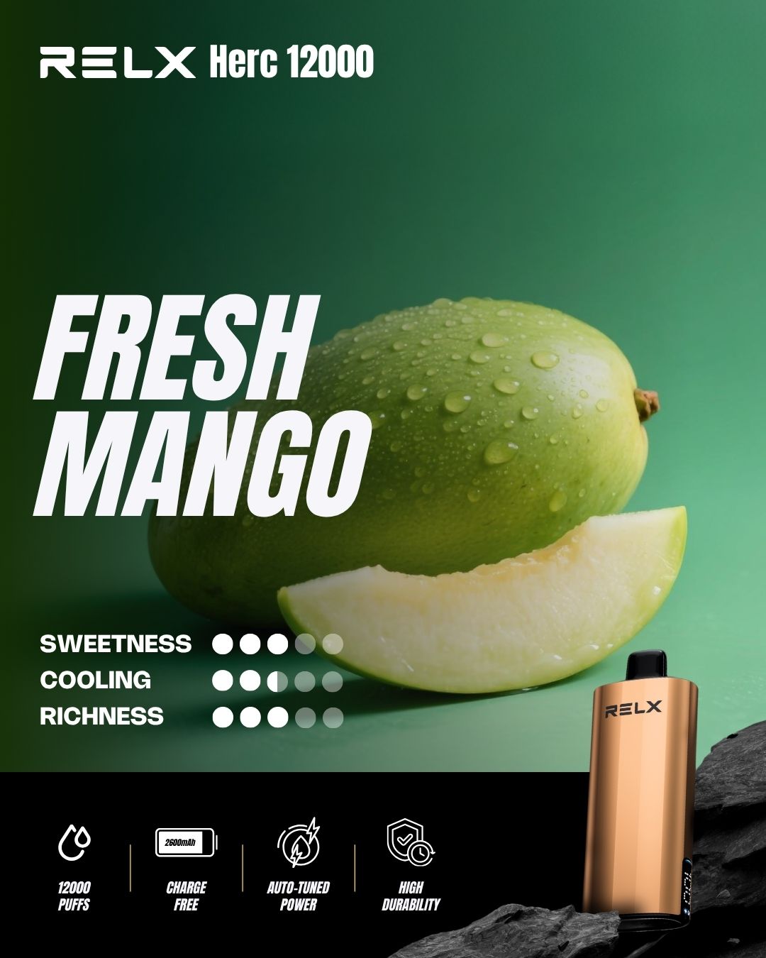 new Relx Herc 12000 Puffs 15 Flavors