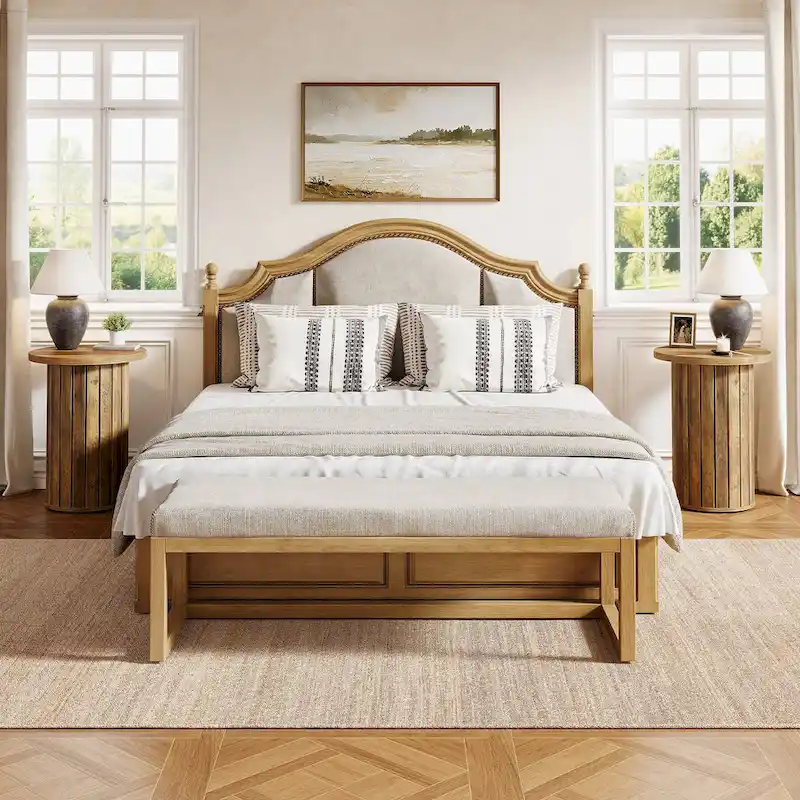 Round End Table with Pedestal Base, Small Couch Side Table