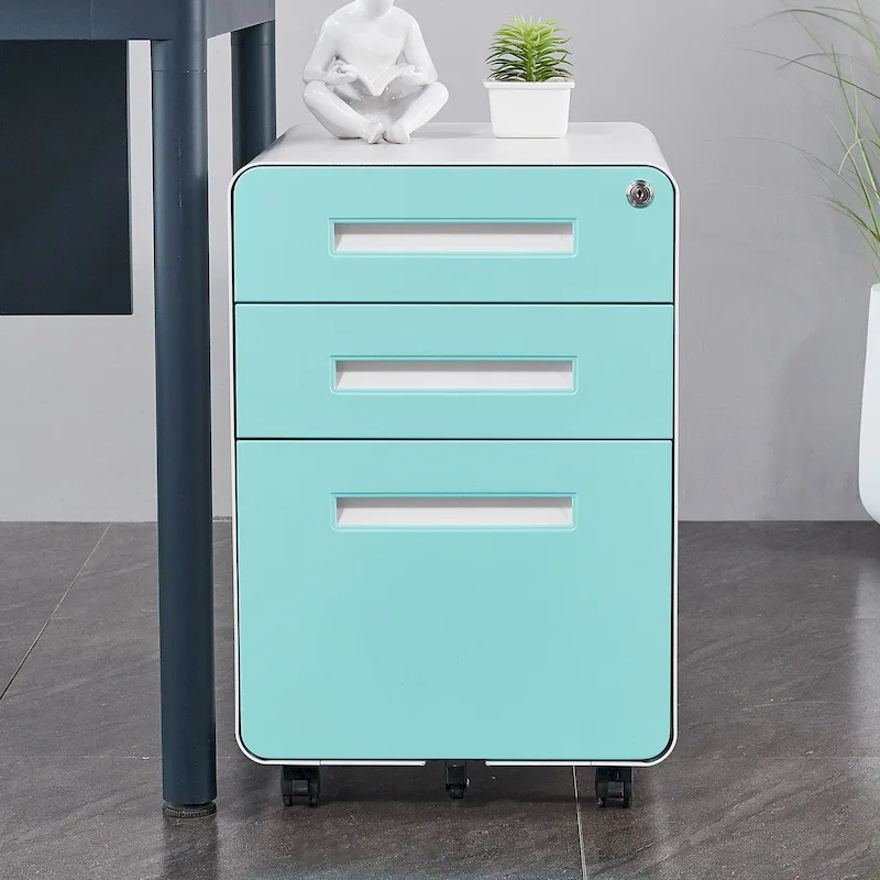 3-drawer Steel Filing Cabinets with Lock Mobile Under Desk Fully Assembled Cabinet