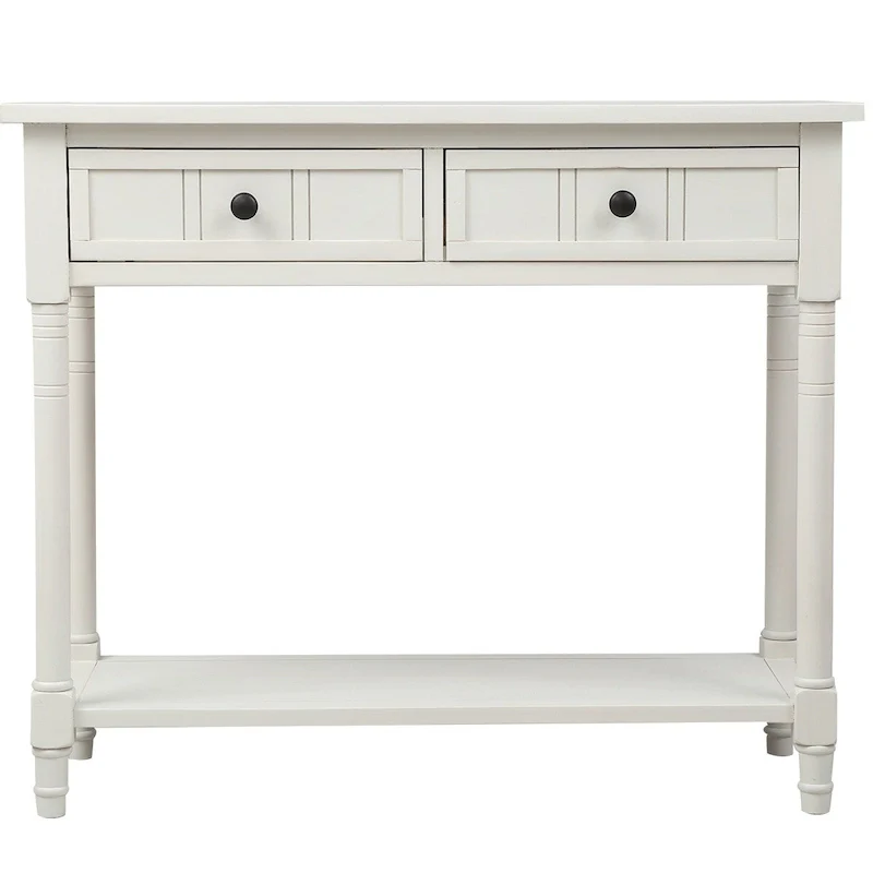 Modern Console Table with Two Drawers and Bottom Shelf