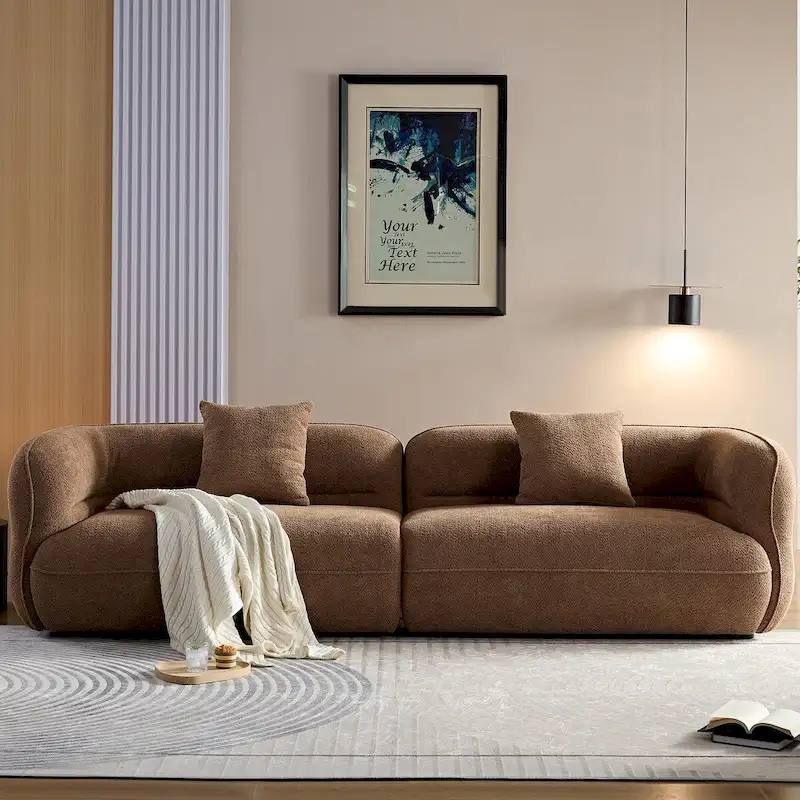 Sectional Sofa 4-seater Sofa Couch Durable Fabric with Solid Wood Frame