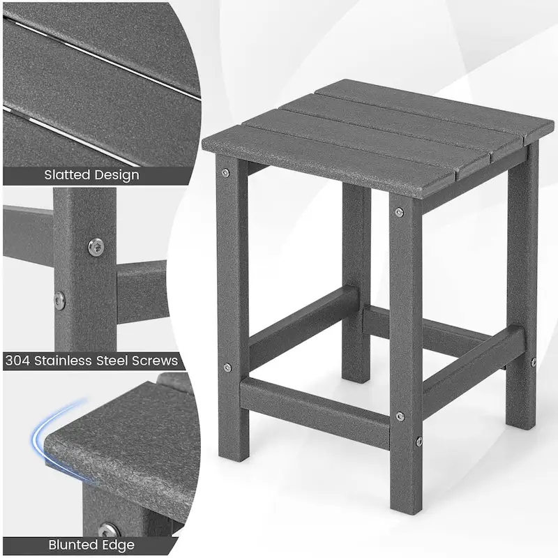 Gymax 2PCS 14 Patio Adirondack Side Table HDPE Square Weather