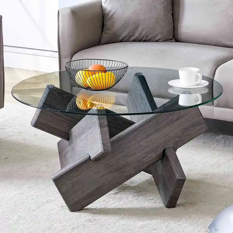 33.4 Modern Round Tempered Glass Table