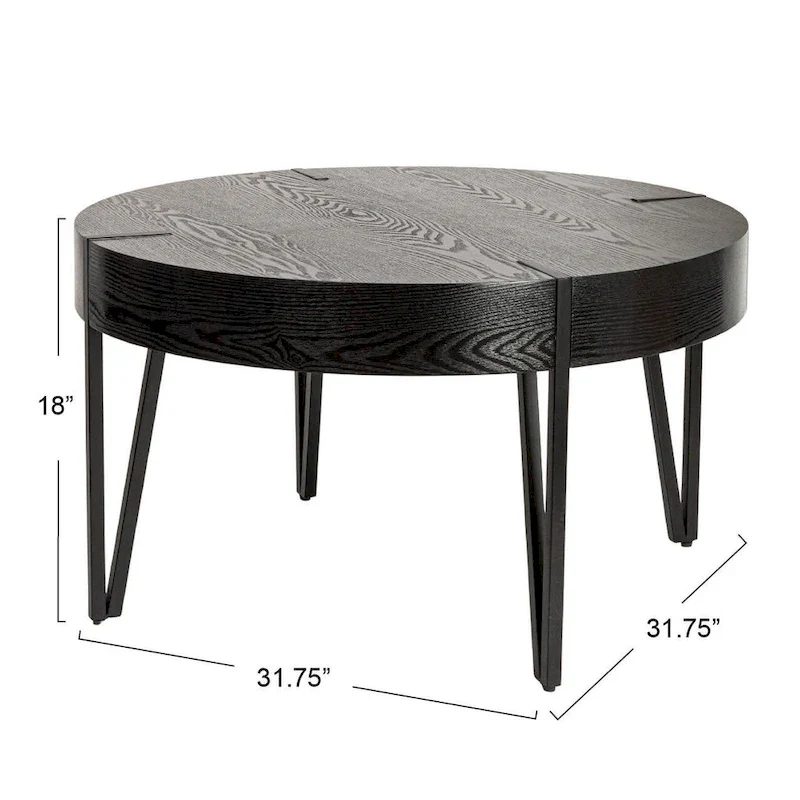 Wood Side Coffee Table with Metal Hairpin Legs