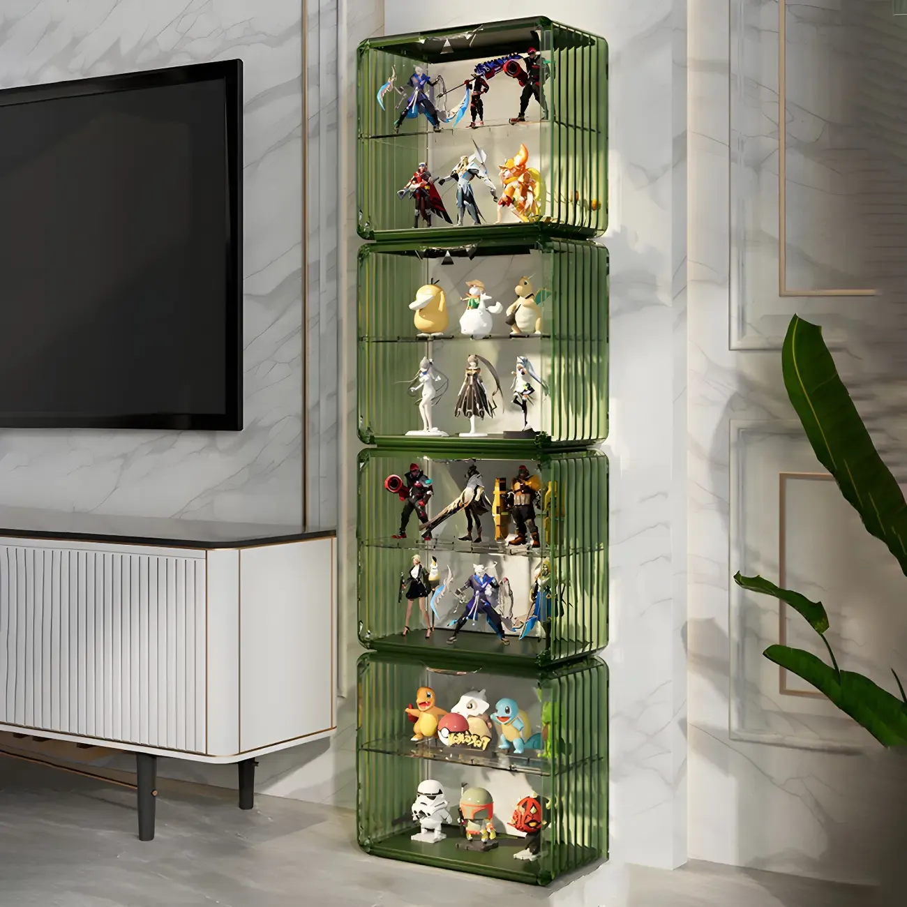 Living Room Stackable Clear Acrylic Display Cabinet