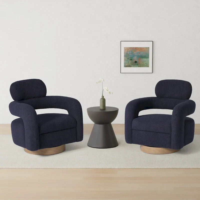 Bayville 29 Wide Sherpa Swivel Chair (Set of 2)
