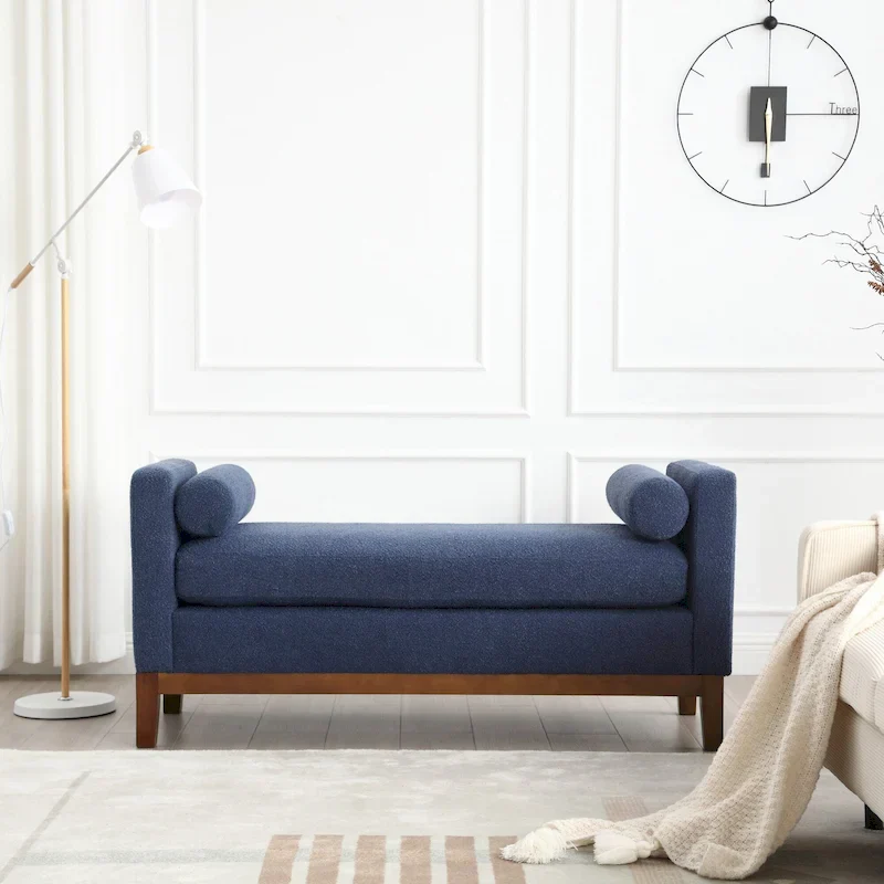 Elegant Upholstered Bench,with Wood Legs