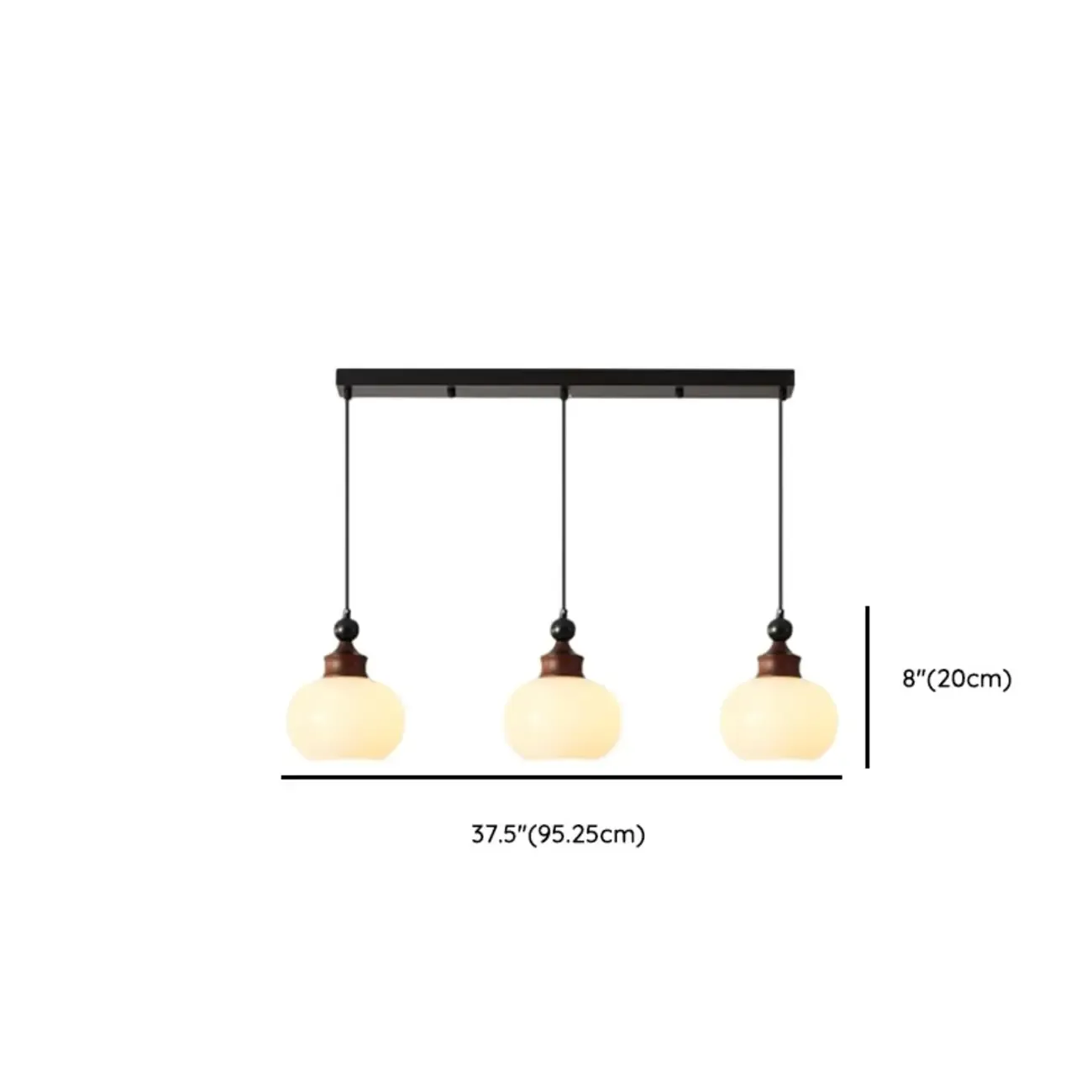 Dimmable Beige Wood Glass Globe Pendant Light