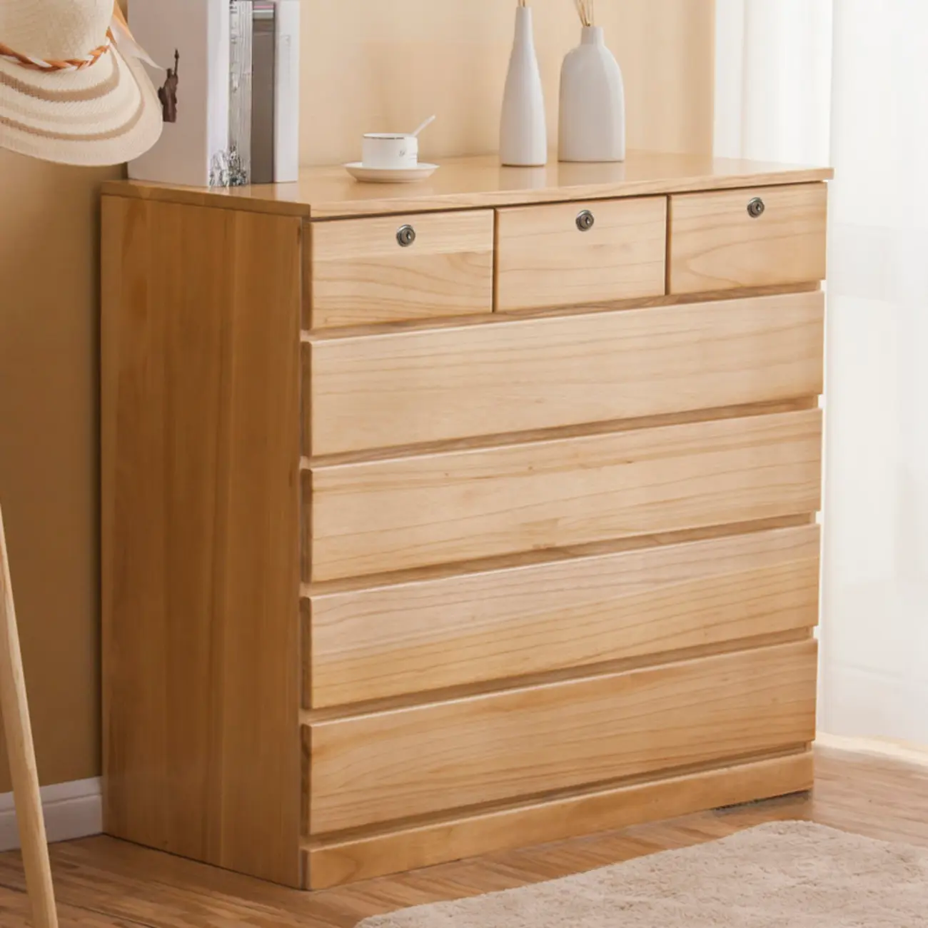 Classic Wooden Double Dressers with 7-Drawer