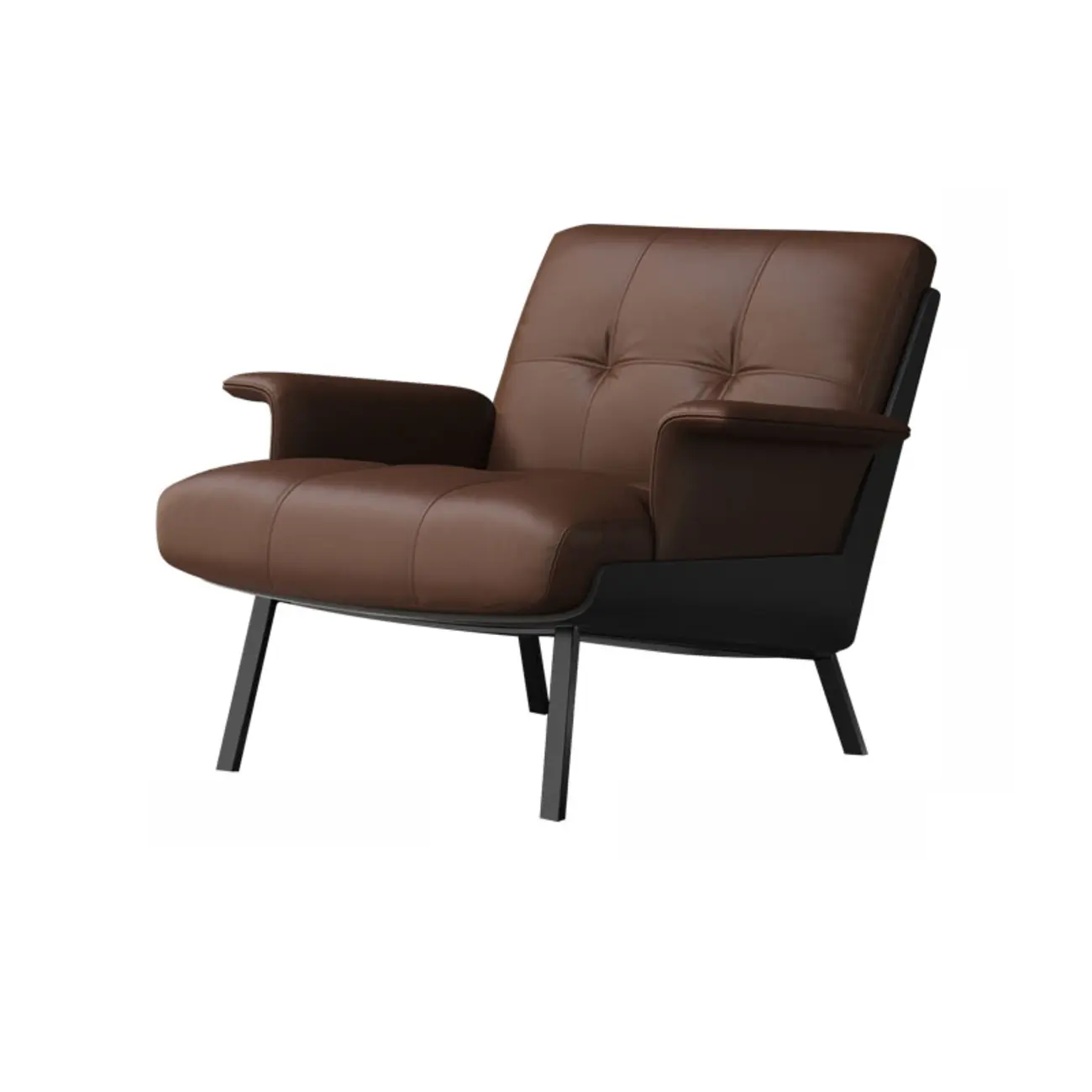 Modern Tufted Microfiber Leather Accent Chair with Arms