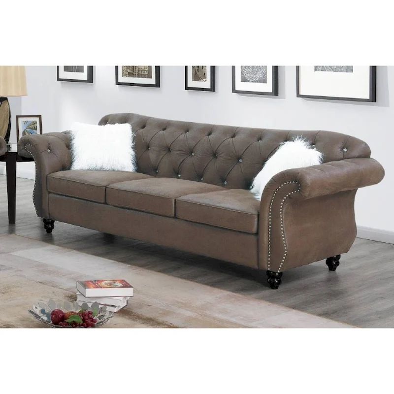 Living Room Sofa with Button Tufted Back